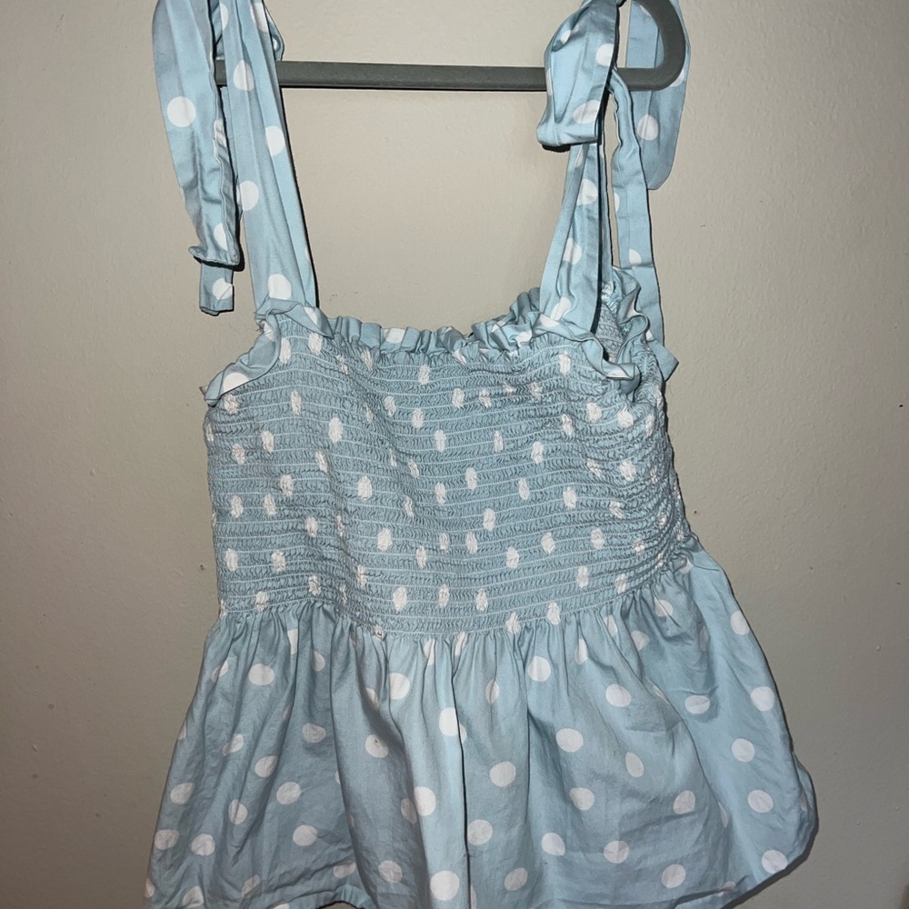 Blue Polka Dot Women's Top